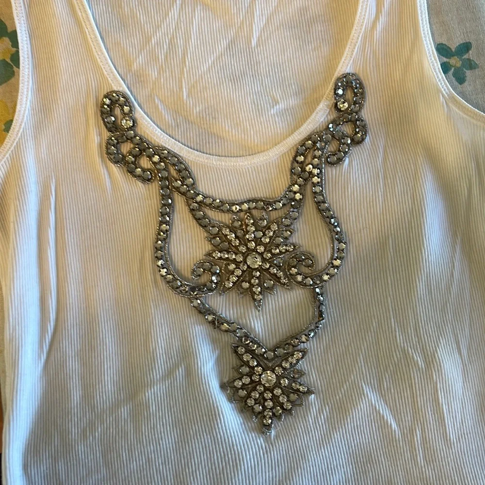Set of two embellished Pima cotton ribbed tanks - Picture 6 of 9